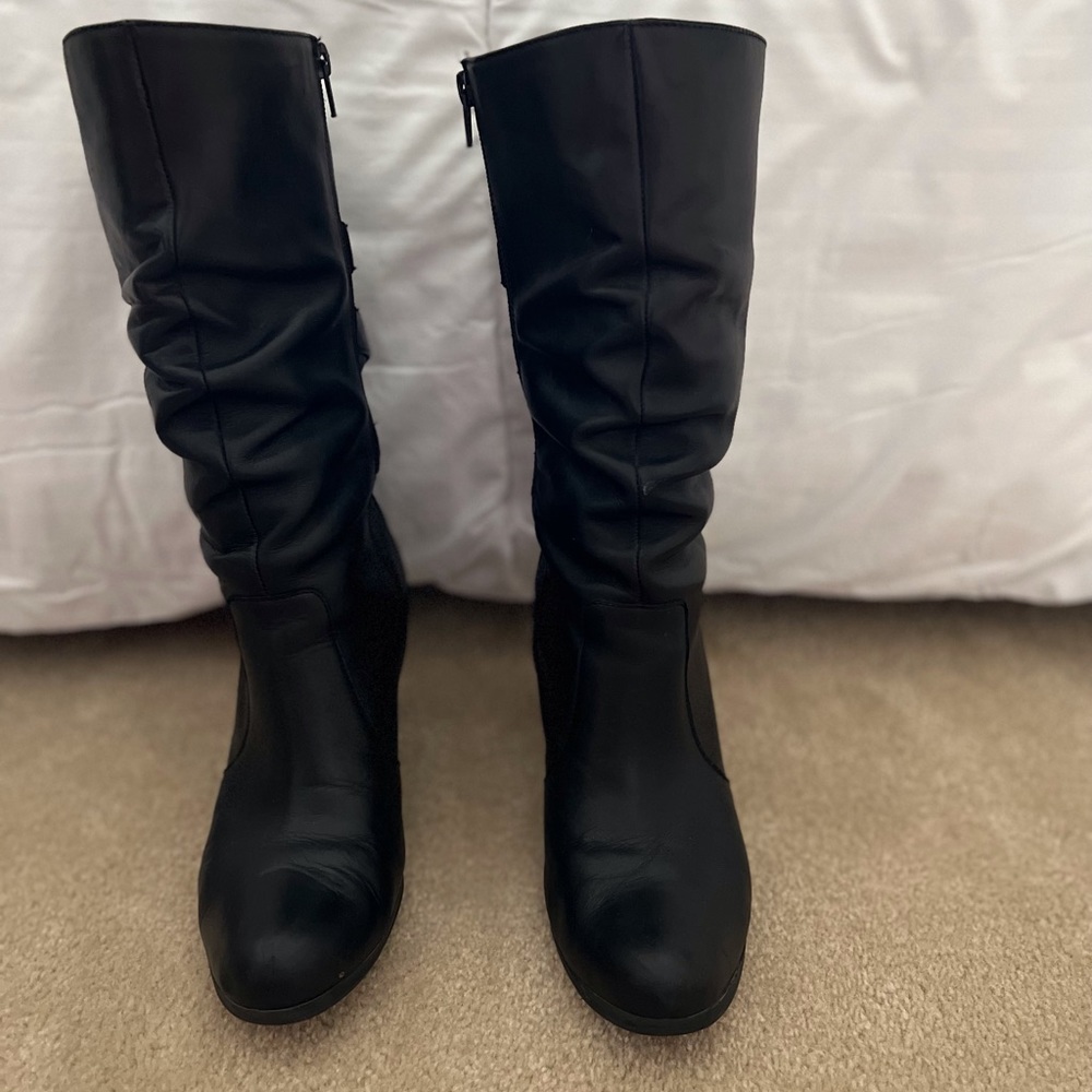 Black mid-calf boots